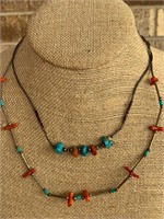 (2) Sterling Silver Native American Turquoise &