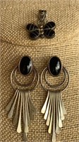 Sterling Silver Native American Earrings w/