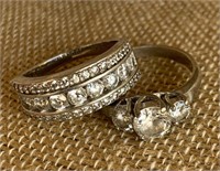 (2) Sterling Silver Rings Sz 7 (Wider Band) & 7.75