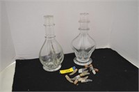 Two Four Chamber Liqueur Decanters w/Pourers