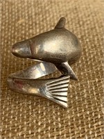 Sterling Silver Dolphin Ring Sz 7.5