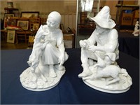 Pair of MASSIVE Dresden Chine de Blanc figures