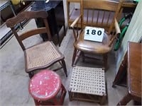 3 Chairs, Stool, Foot Stool