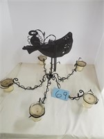 Metal bird centered 5 candle holder