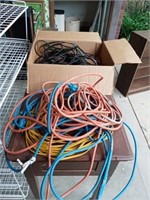 3 SMALL EXTENSION CORDS AND VARIOUS CORDS