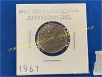 1961 Brilliant uncirculated Jefferson nickel