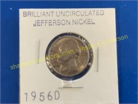 1956D Brilliant uncirculated Jefferson nickel