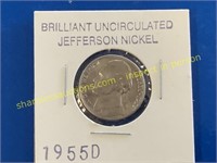 1955D Brilliant uncirculated Jefferson nickel