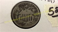 1866 shield nickel w/ rays