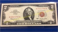 Red seal 2 dollar bill