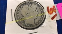 1912D barber silver half dollar