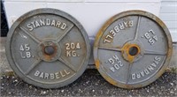 (2) 45 lbs Standard Barbell Weight Plates