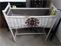 White Wicker Plant Stand As Is