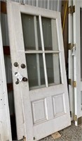 2 Vintage wooden doors with hardware, 83"H X 36"W