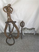 Antique ice tongs and hook