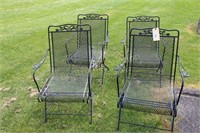 4 WROUGHT IRON CHAIRS WITH SPRING DESIGN