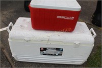 LARGE IGLOO COOLER AND COLEMAN COOLER