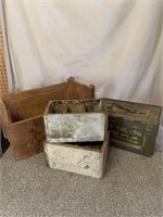 Wood boxes, ammo box