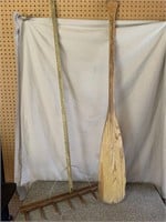 Primitive rake, small canoe paddle