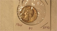 1964 Washington Silver Quarter - EF40