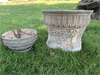 Vintage Pottery planter & hanging planter basket