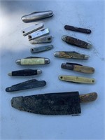 Assorted pocket knives,  small knife with sheath