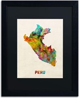 Peru Watercolor Map Art by Michael Tompsett