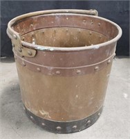 Antique industrial copper and brass bucket