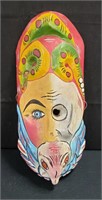 Hand painted, carved wooden folk art mask