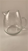 Etched glass pitcher