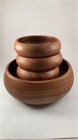 Set of wood bowls