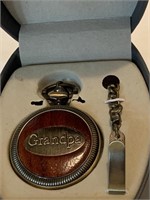 Grandpa Pocket Watch with Chain and Fob