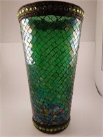 Green mosaic glass vase.