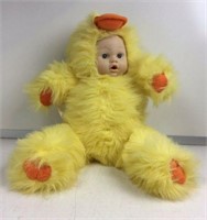Baby Doll In Attached Yellow Duck Suit 18”
