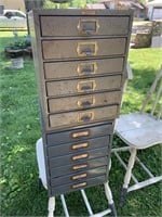 Two metal drawered hardware cabinets