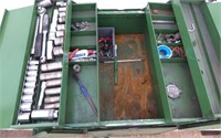 Green Metal Tool Box w/ misc Socket sets