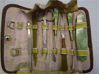 Antique Travel Bakelite Shoe Hook & Nail Care Kit