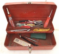 Red Metal Toolbox, Small Advertising Screwdrivers