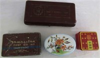 2 Vintage Metal Boxes W/Contents & 2 Others
