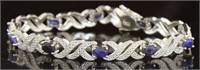 Genuine 5.00 ct Sapphire & Diamond Accent Bracelet
