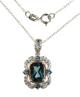 Stunning Blue & White Topaz Designer Necklace