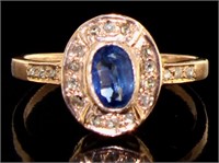 Genuine Oval Sapphire & Diamond Ring