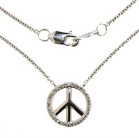 Genuine Diamond Accent Peace Sign Necklace