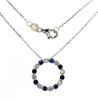 Round 2.00 ct Blue & White Sapphire Necklace