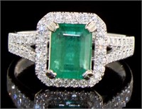 14kt White Gold 2.40 ct Emerald & Diamond Ring