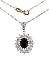 Elegant Black & White Topaz Designer Necklace