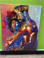 King & queen framed canvas artwork - 16x20in
