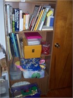 WOOD CABINET, BOOKS, TOOL BOXES WITH TOOLS