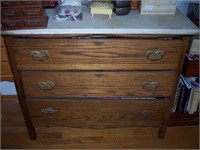 OAK MARBLE TOP 3 DRAWER CHEST