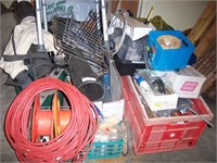 LARGE LOT OF HARDWARE, TOOLS AND EXTENSION CORDS